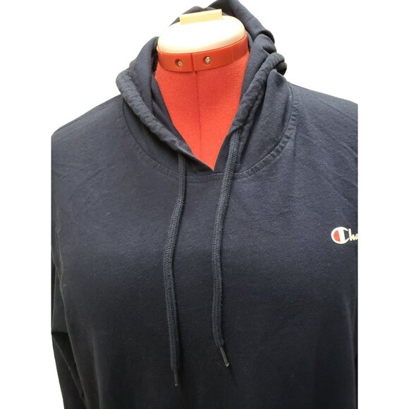 Champion Navy Blue Hoodie T-Shirt, Long Sleeve, Men's XXL, Drawstring, Pocket - Picture 11 of 13